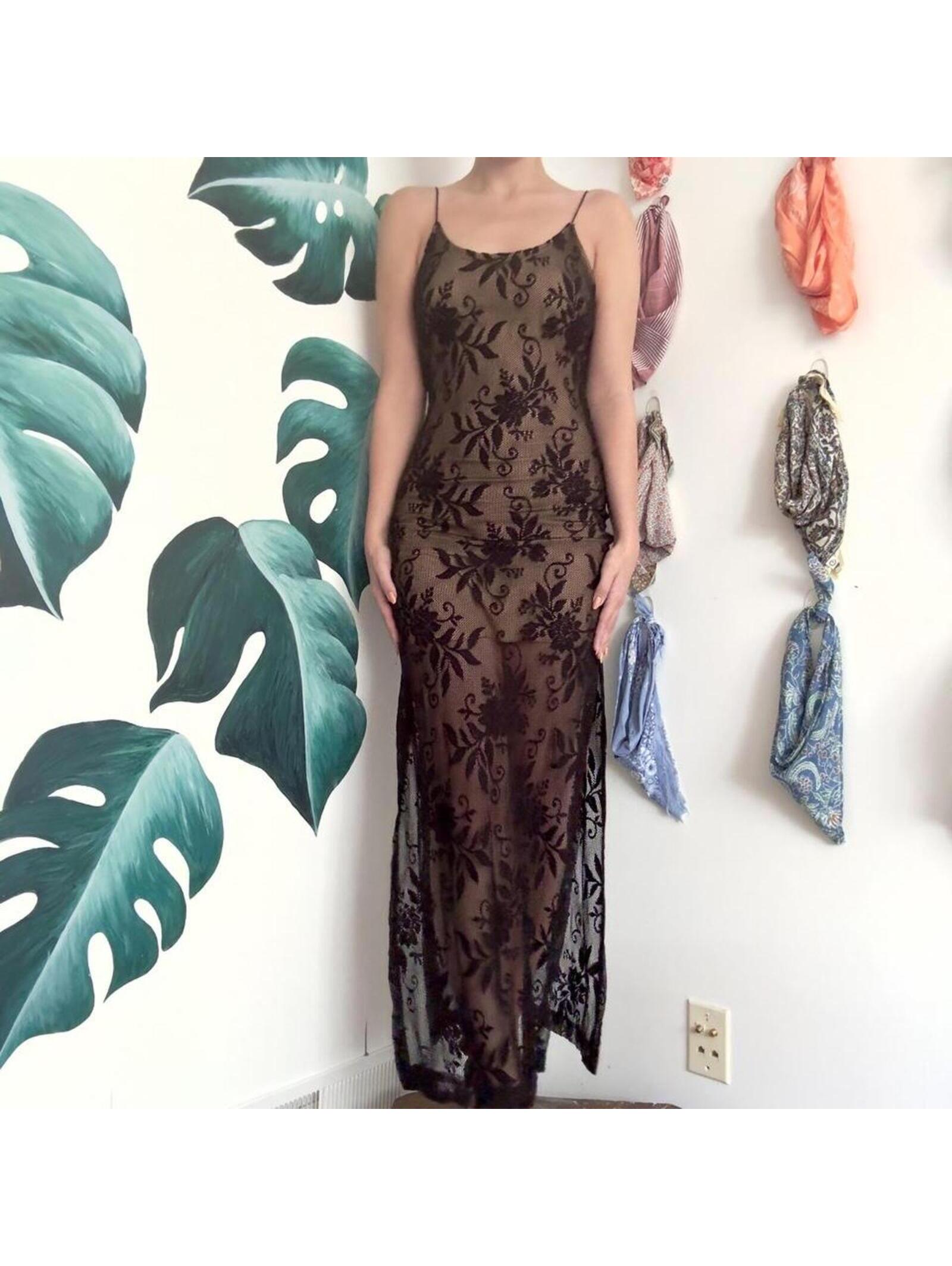 Vintage Black Lace Maxi Dress